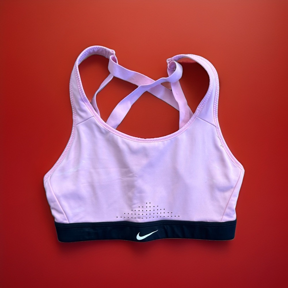 Nike Dri-FIT Indy Sports Bra Women's Size S Pink Light Support Strappy Yoga Gym